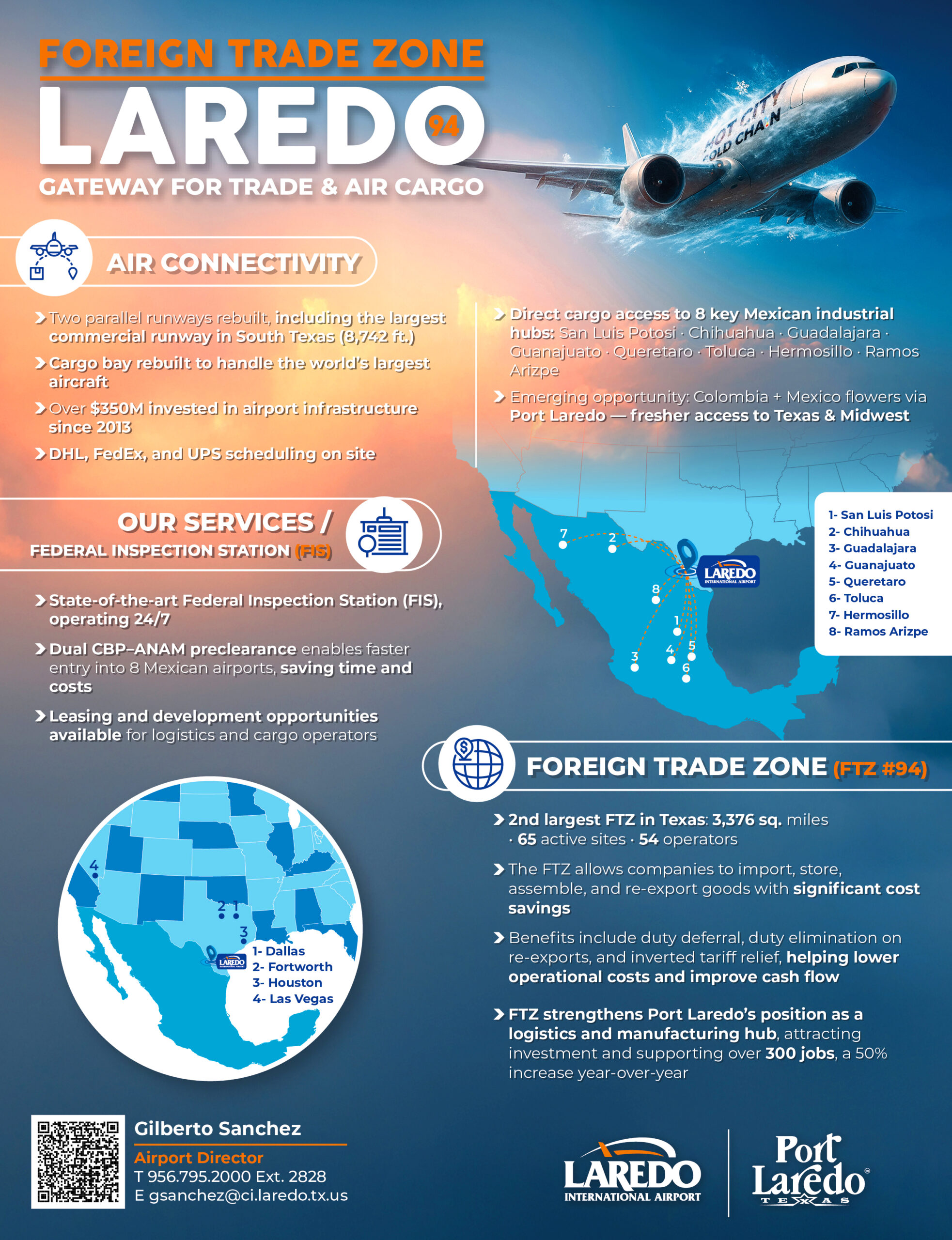 Laredo trade zone and air connectivity
