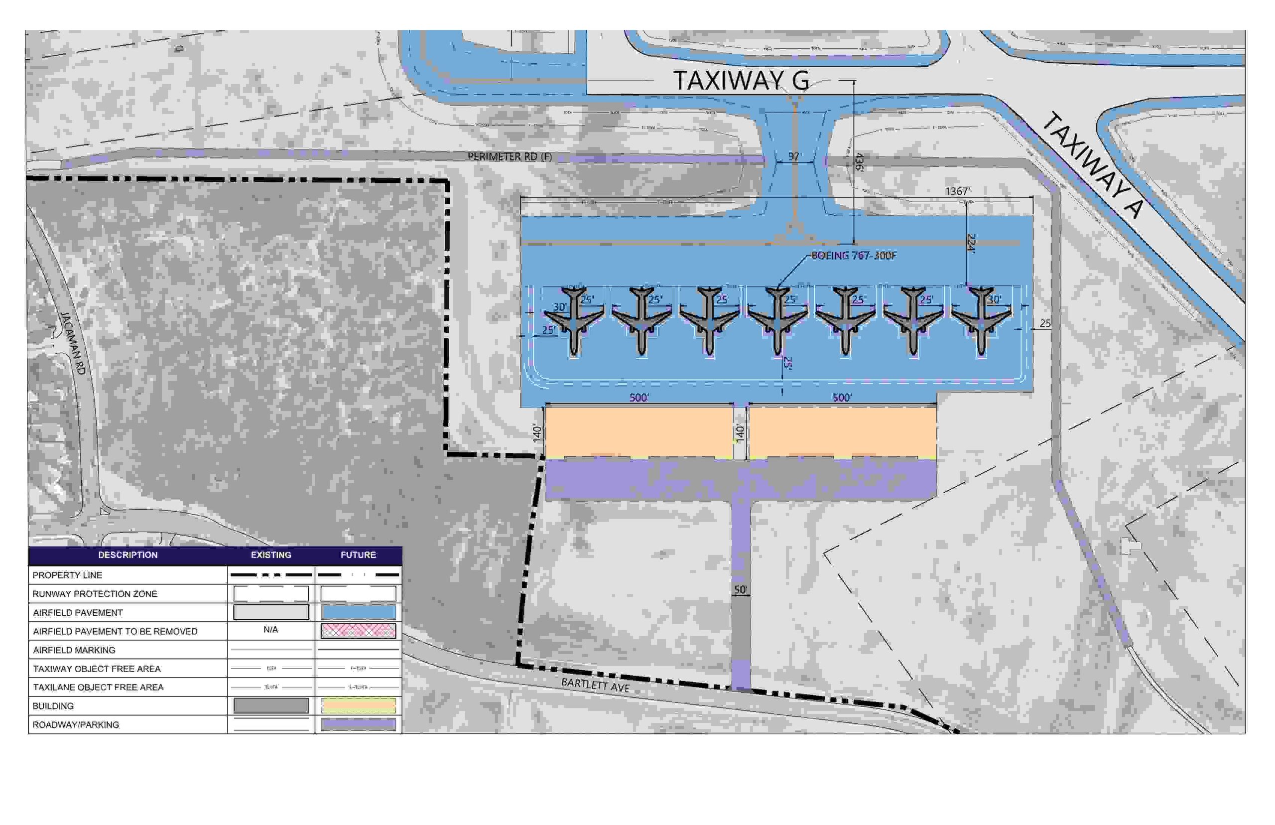 Airport layout with taxiways and runways